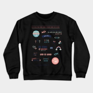 Cute Christian Bible Journaling Sticker Sheet Crewneck Sweatshirt